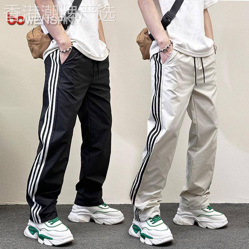 高端条纹休闲裤男士2026新款夏季薄款男裤宽松运动长裤子男款春装