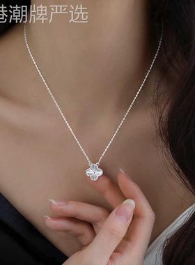 韩国「首尔高奢」Lezi999纯银四叶草项炼轻奢锁骨炼2025新爆款