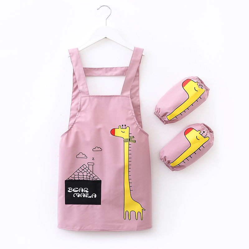 兒童畫畫美術圍兜套袖廚房反穿衣