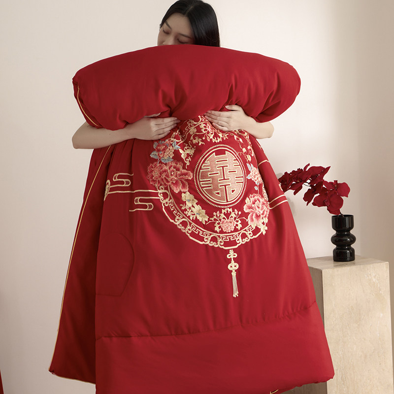 大红色结婚被子喜庆婚被大豆春秋被婚庆被芯加厚保暖冬被新婚陪嫁