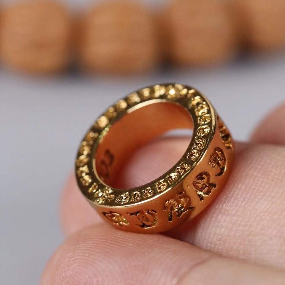 意大利8K工艺保色六字箴言跑环卡扣金刚星月猴头百香金属金色配饰