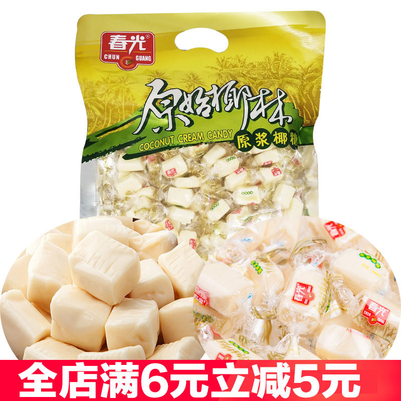 春光原浆椰糖450克X3袋椰奶椰汁椰子糖果原始椰林好吃不沾牙零食