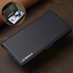 适用三星S25Ultra手机壳GalaxyS25edge翻盖磁吸皮套S24FE全包双面防摔S23前后保护套S22 商务S21插卡S20FE壳