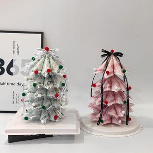 平安夜真有钱花diy圣诞树材料包装纸人民币钞票现金七夕520情人节