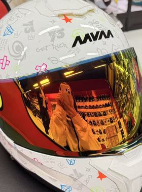 MVM头盔镜片镀红色镀蓝色镀银色茶色镜片防雾贴M75