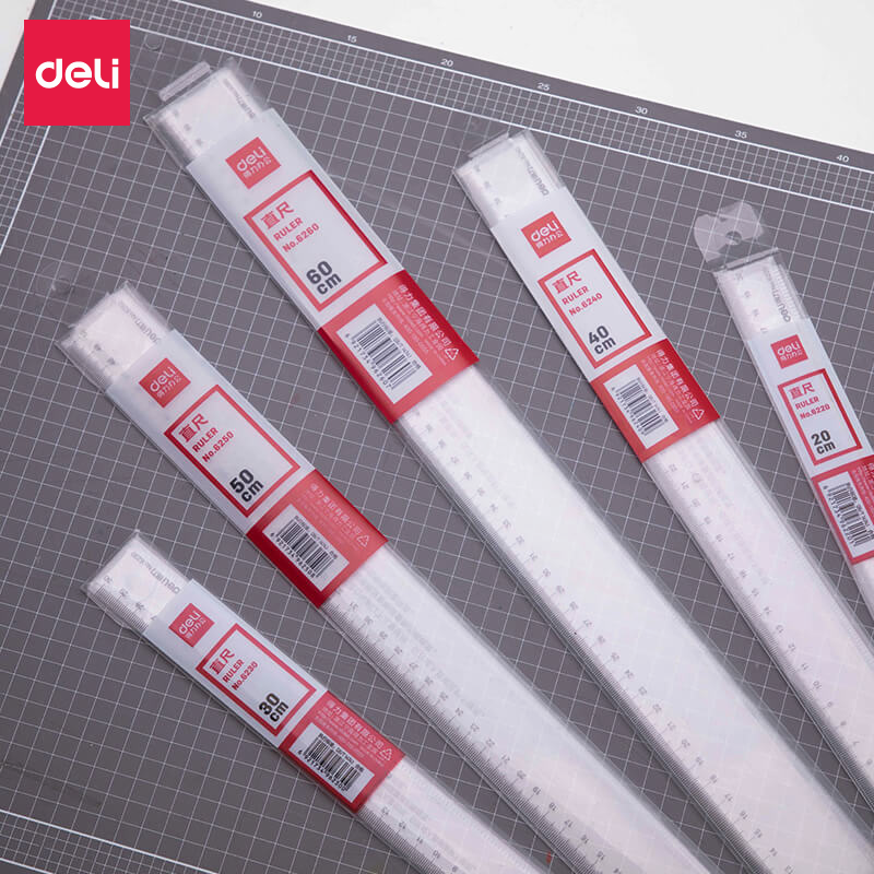 得力文具6220塑料直尺20cm/30cm/40cm/50cm/60cm多规格尺子学生办公绘图制图测量工具