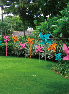 铁艺雕塑金属会转风车户外摆件花园公园商场上广场造型布置装饰品