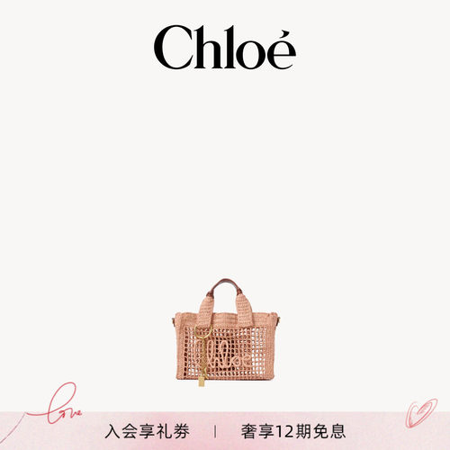 Chloe蔻依小号横款拉菲草托特包