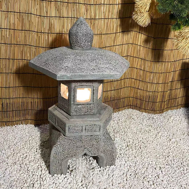 石灯笼日式庭院仿古中式太阳能石灯户外石头灯塔景观石雕禅意摆件_虎窝淘