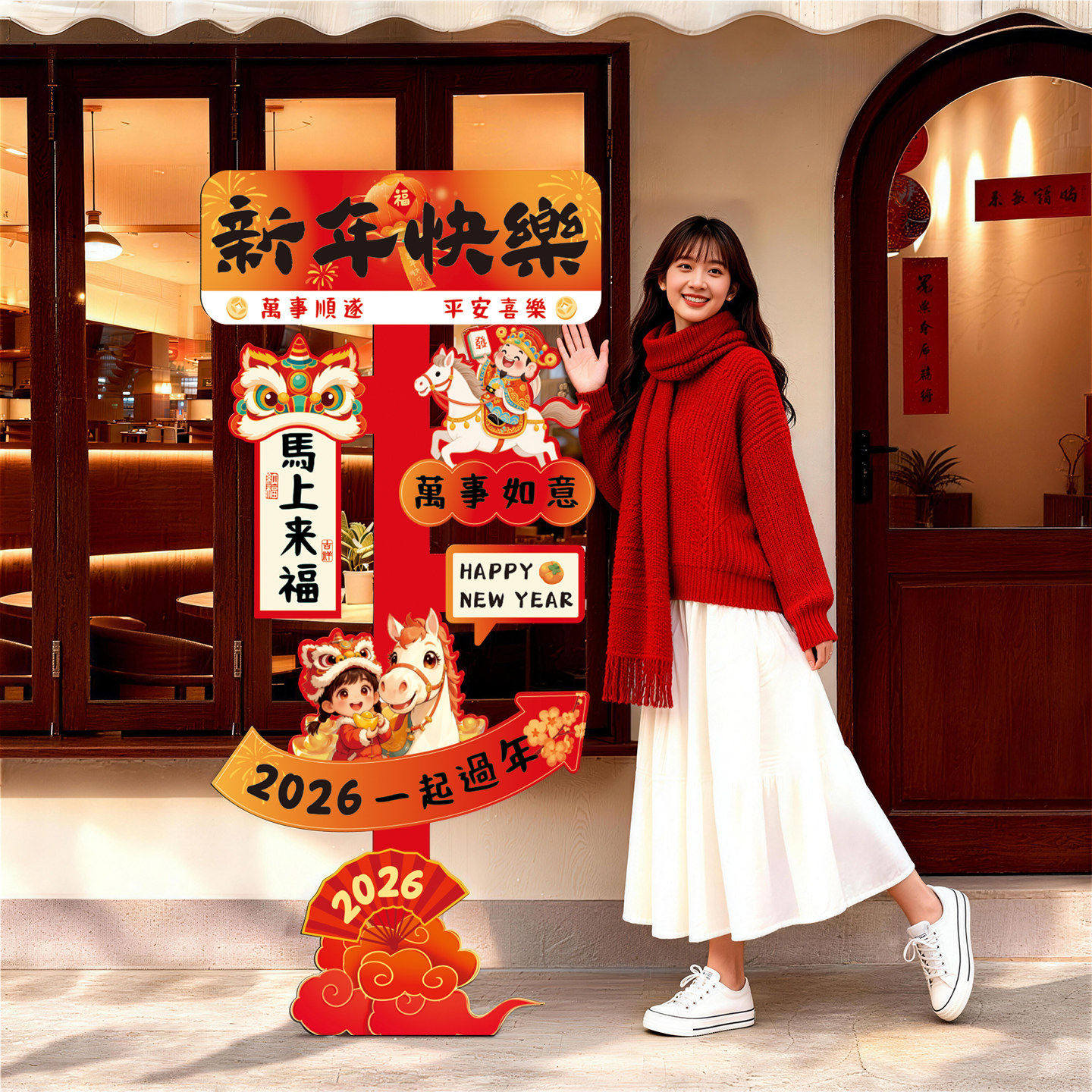 2026马年新年装饰品kt板拍照引路牌摆件商场店铺橱窗氛围场景布置,节庆用品/礼品,节日装扮用品,淘宝优惠券,粉丝福利购,淘宝优惠卷