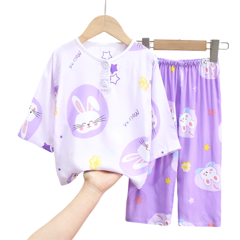 清凉透气夏季空调服棉绸儿童睡衣