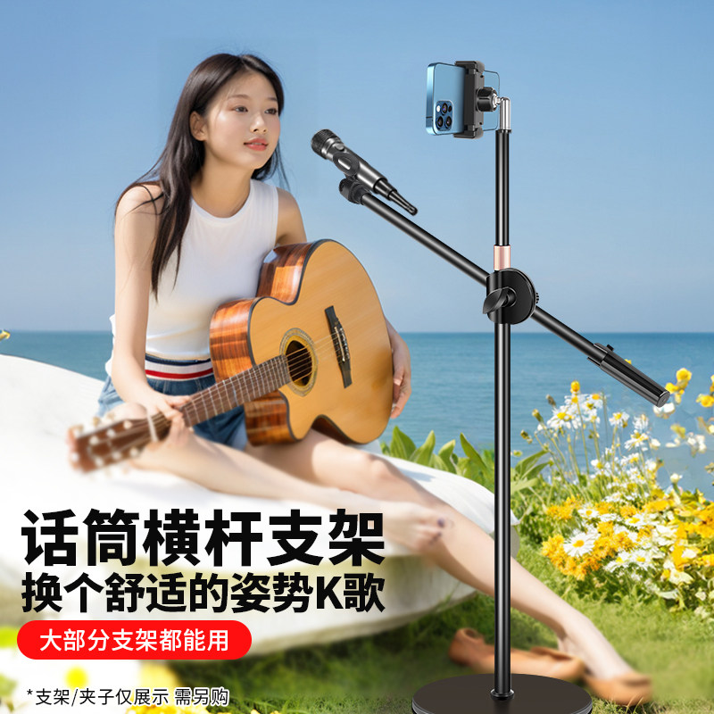 专业麦克风支架落地式直播话筒架一体KTV电容麦手机平板金属架子