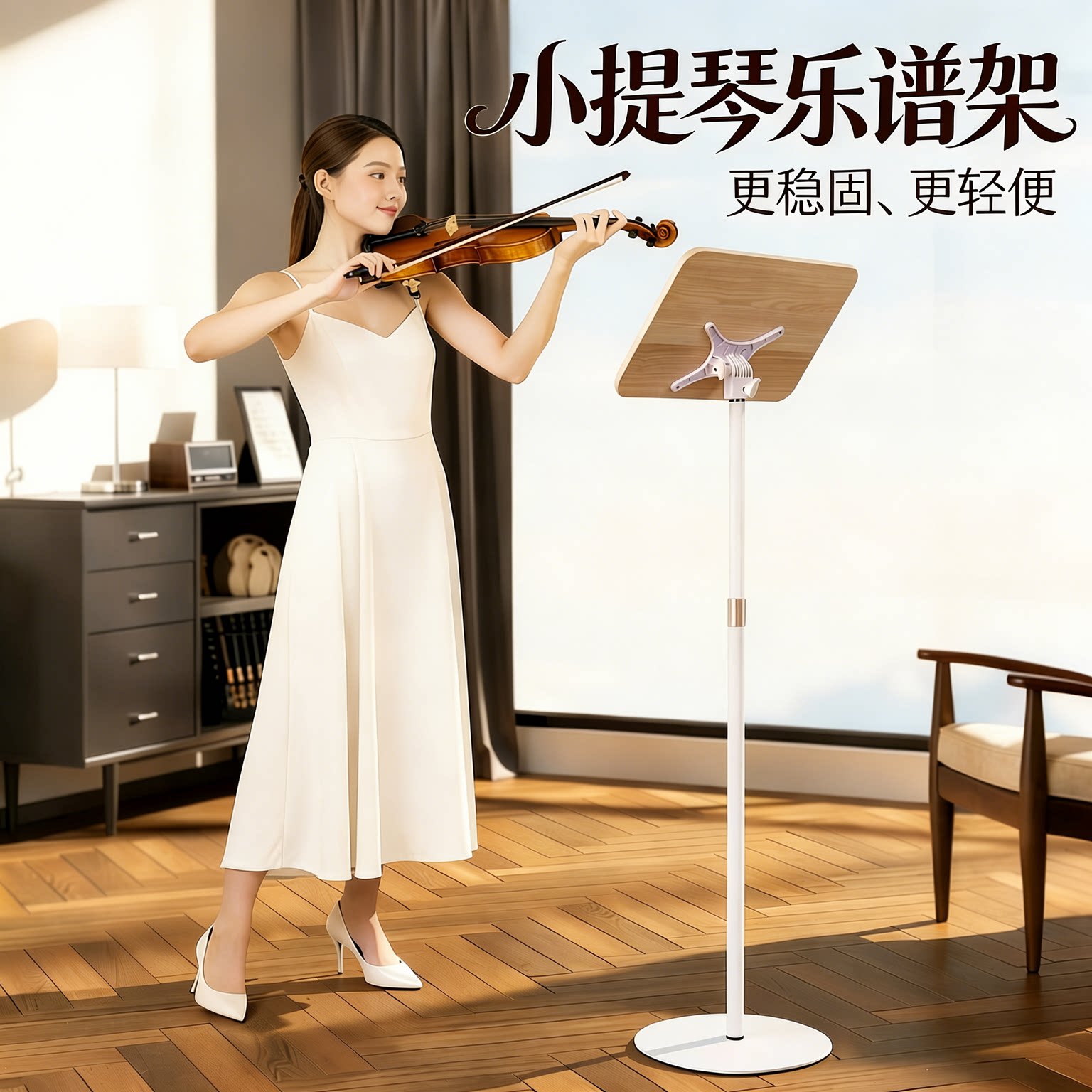 小提琴家用琴架子乐谱架可伸缩移动站立式多功能琴谱架落地立式乐谱架子