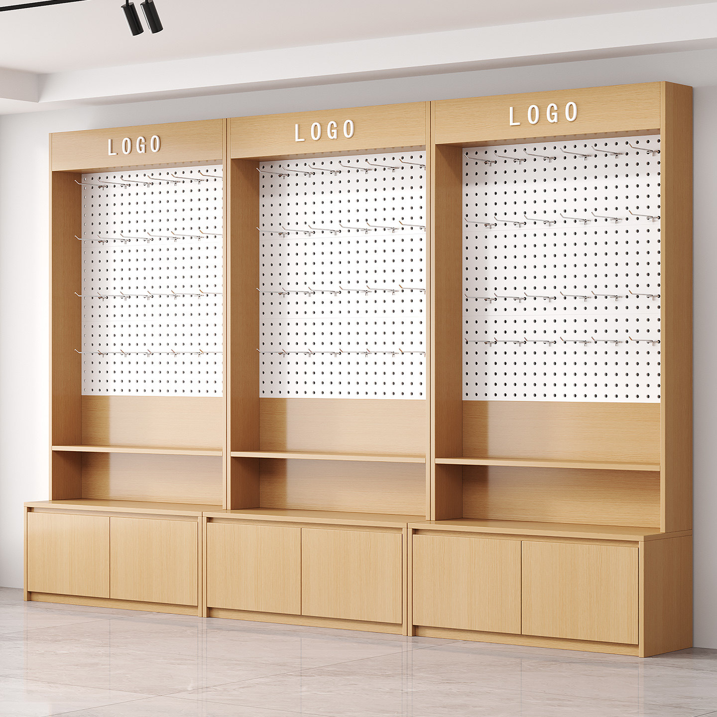 洞洞板产品展示柜超市货架挂钩文创工具置物架样品手机配件展示架图片