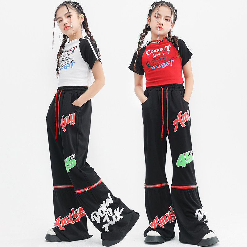 儿童街舞演出服嘻哈潮服女童爵士舞服装上衣裤子少儿潮酷酷帅时髦