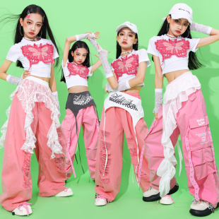 子潮 女孩裤 女童jazz爵士舞演出服少儿多巴胺走秀套装 儿童街舞服装