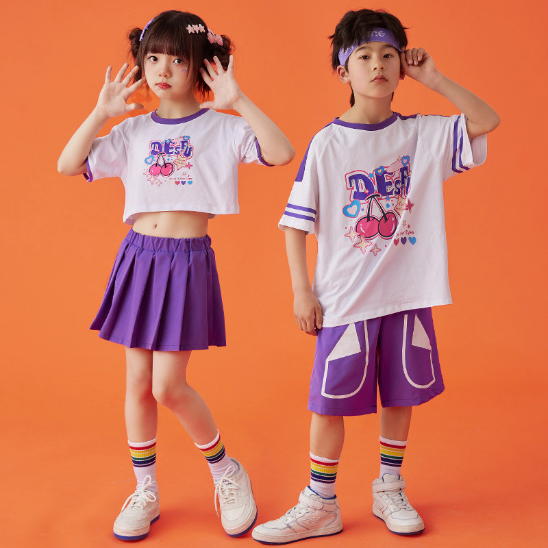 儿童啦啦队演出服六一表演服小学生运动会开幕入场服装樱桃短袖