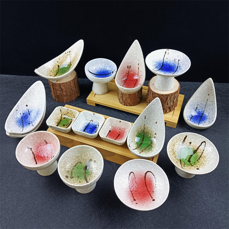 烤肉店陶瓷碟碗寿司料理套件刺身摆盘装饰创意月牙碟烤肉酱料碟