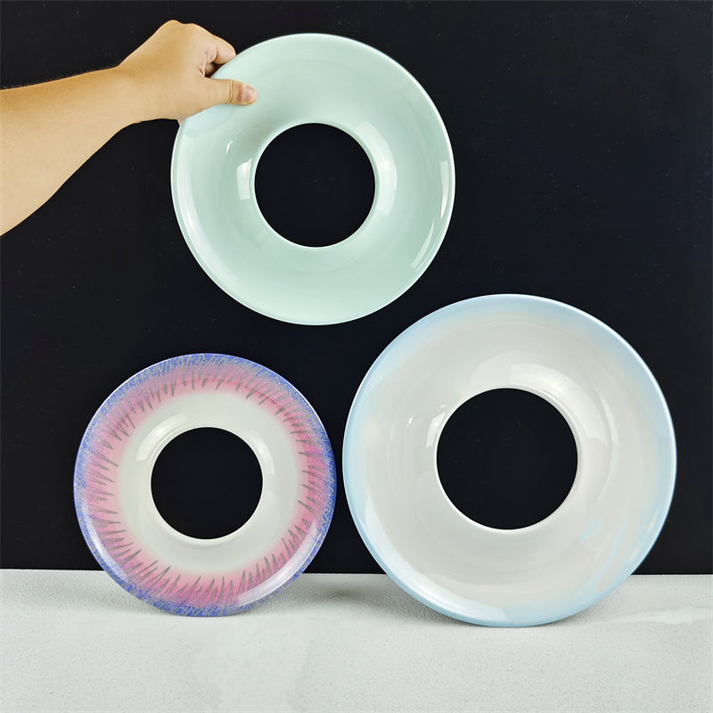 刺身圆环冰盘装饰品三文鱼和牛肉火锅姿造菜品摆盘装饰摆件镂空盘