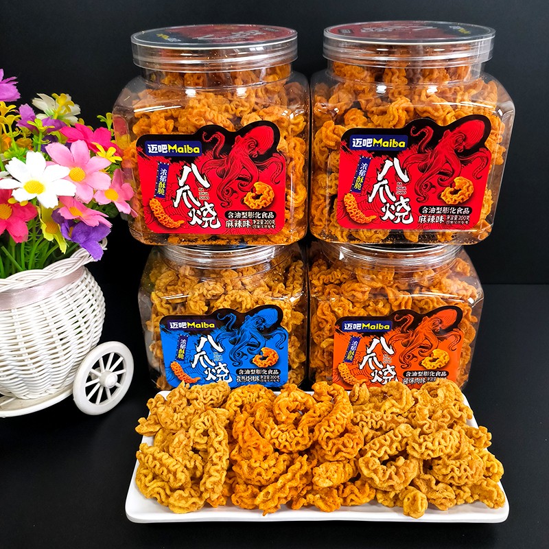 迈吧八爪烧200g锅巴网红爆款吃货零食小吃怀旧休闲食品桶装大容量
