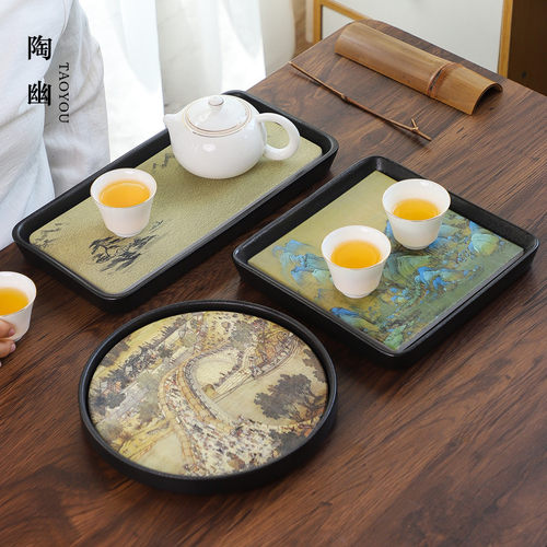 陶瓷茶盘小型吸水干 干泡台茶壶小托 托盘家用壶承覆古茶具速干