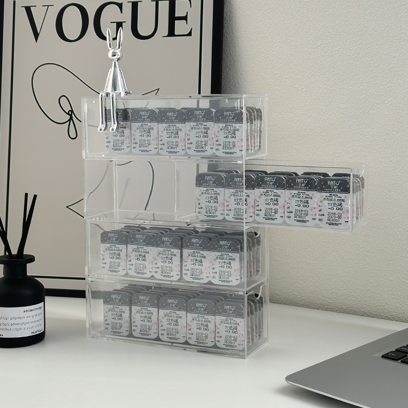 日抛美瞳收纳盒多副四层抽屉式