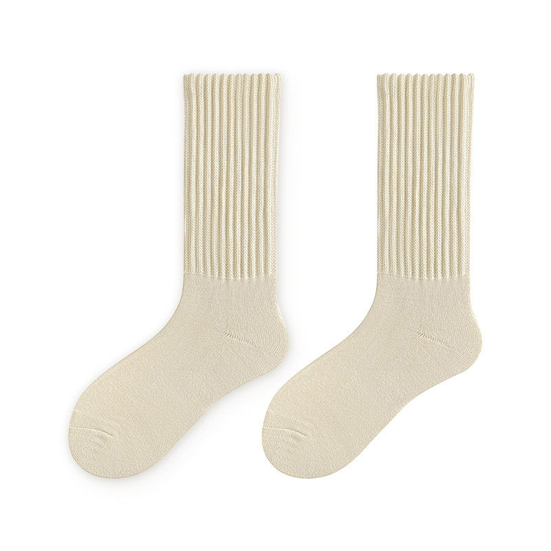 RETRO JAPANESE HIGH PILE SOCKS THICK KNITTED SOLID COLOR SOCKS INS TIDE MALE AND FEMALE COUPLES XINJIANG LONG-STAPLE COTTON