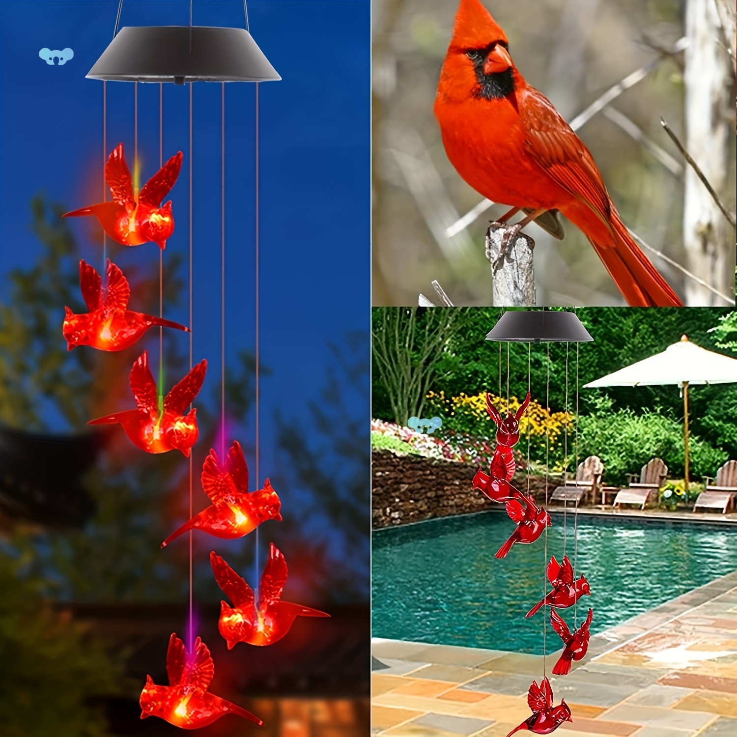 1pcOutdoorSolarFlamingBirdWind