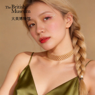 大英博物馆欧洲文化艺术系列洛可可编织鎏金爱心项链女士生日礼物