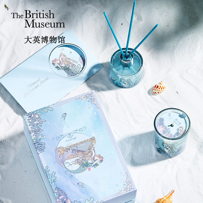 大英博物馆海洋系列美人鱼无火香薰香氛蜡烛套装礼盒生日礼物女