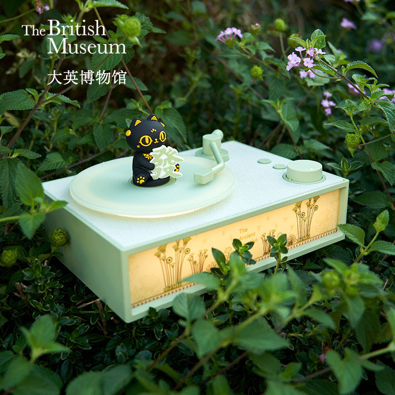 大英博物馆可爱萌猫发发香薰复古仿黑胶唱片机蓝牙音响生日礼物女