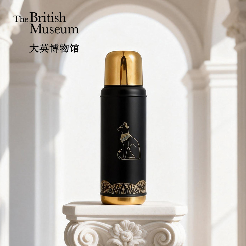 大英博物馆安德森猫系列黑金复古保温杯保冷杯咖啡杯便携水杯礼物