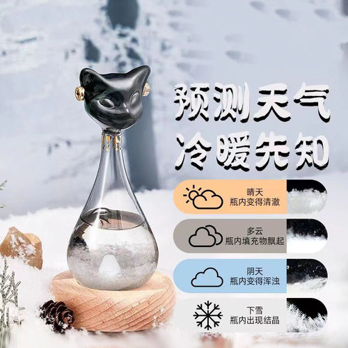 风暴瓶猫摆件生日生日礼物送女友
