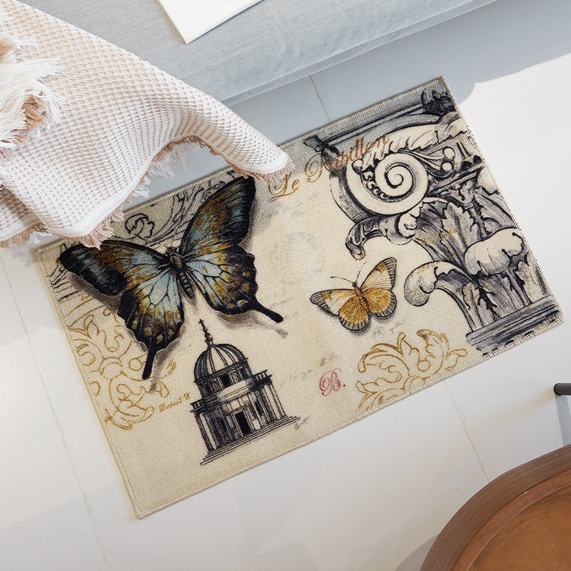 大英博物馆尼龙圈绒喷绘蝴蝶地毯