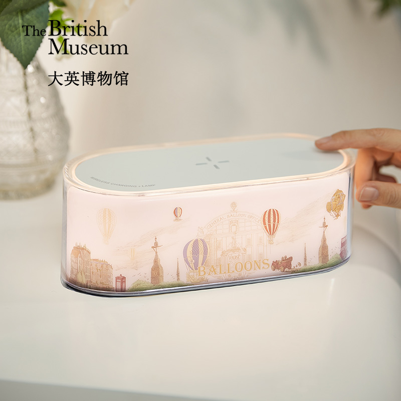 大英博物馆欧洲文化艺术系列热气球流光艺境小方盒无线充小夜灯