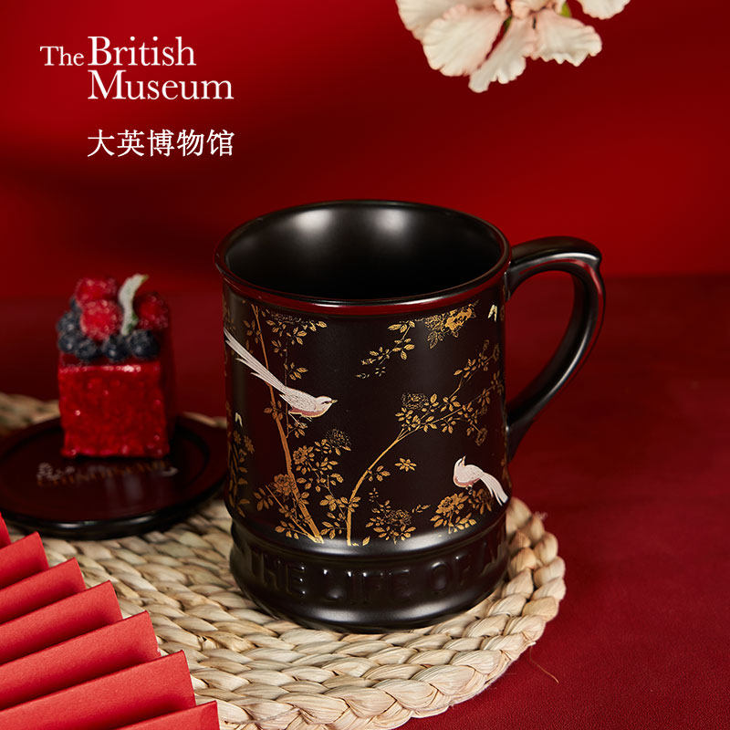 大英博物馆东方梦境系列灵羽芳地喜上眉梢复古浮雕带盖马克杯,节庆用品/礼品,文化创意杯子,淘宝优惠券,粉丝福利购,淘宝优惠卷