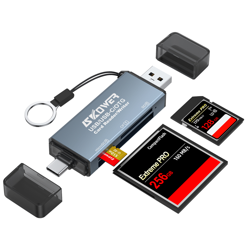 SKOWER读卡器多合一usb3.0高速读写相机卡tf卡cf卡内存卡typec网线转接口usb转HDMI苹果手机电脑拓展坞