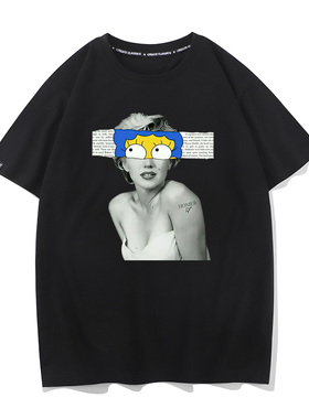 marilyn monroe恶搞玛丽莲梦露纯棉短袖T恤男女宽松打底衫