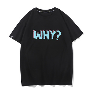 T恤女情侣装 WHY为什么呢？问号恶搞个性 短袖 男士 趣味印花夏季