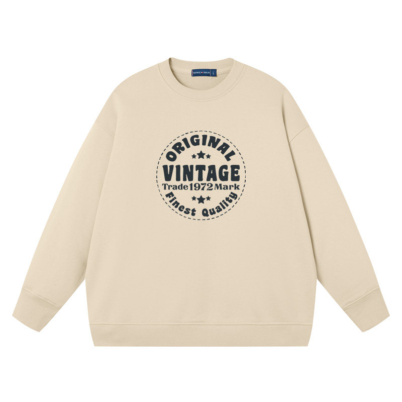 原创复古vintage卫衣美式重磅纯棉衣服秋冬宽松潮牌情侣装青少年