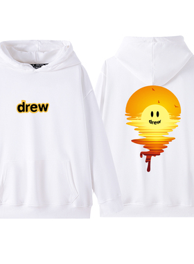 drew vmeow笑脸落日戴帽子大学生高级感超好看卫衣休闲连帽house