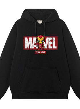 漫威联名衣服蜘蛛侠钢铁侠复仇者联盟周边卫衣男连帽秋冬加绒外套