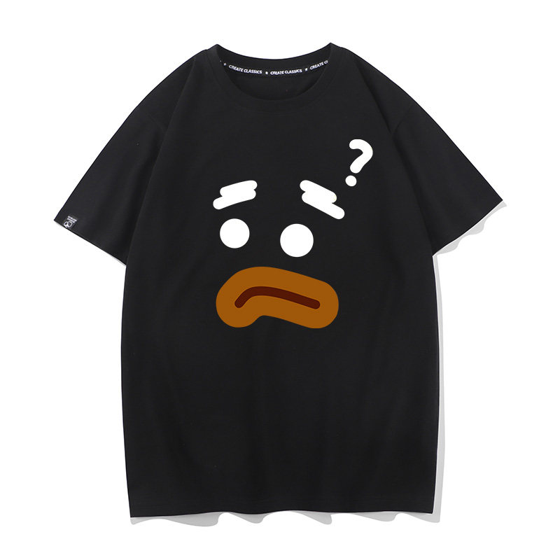 无奈惊恐表情包打底衫衣服潮流搞笑小众情侣装衣服纯棉短袖t恤男