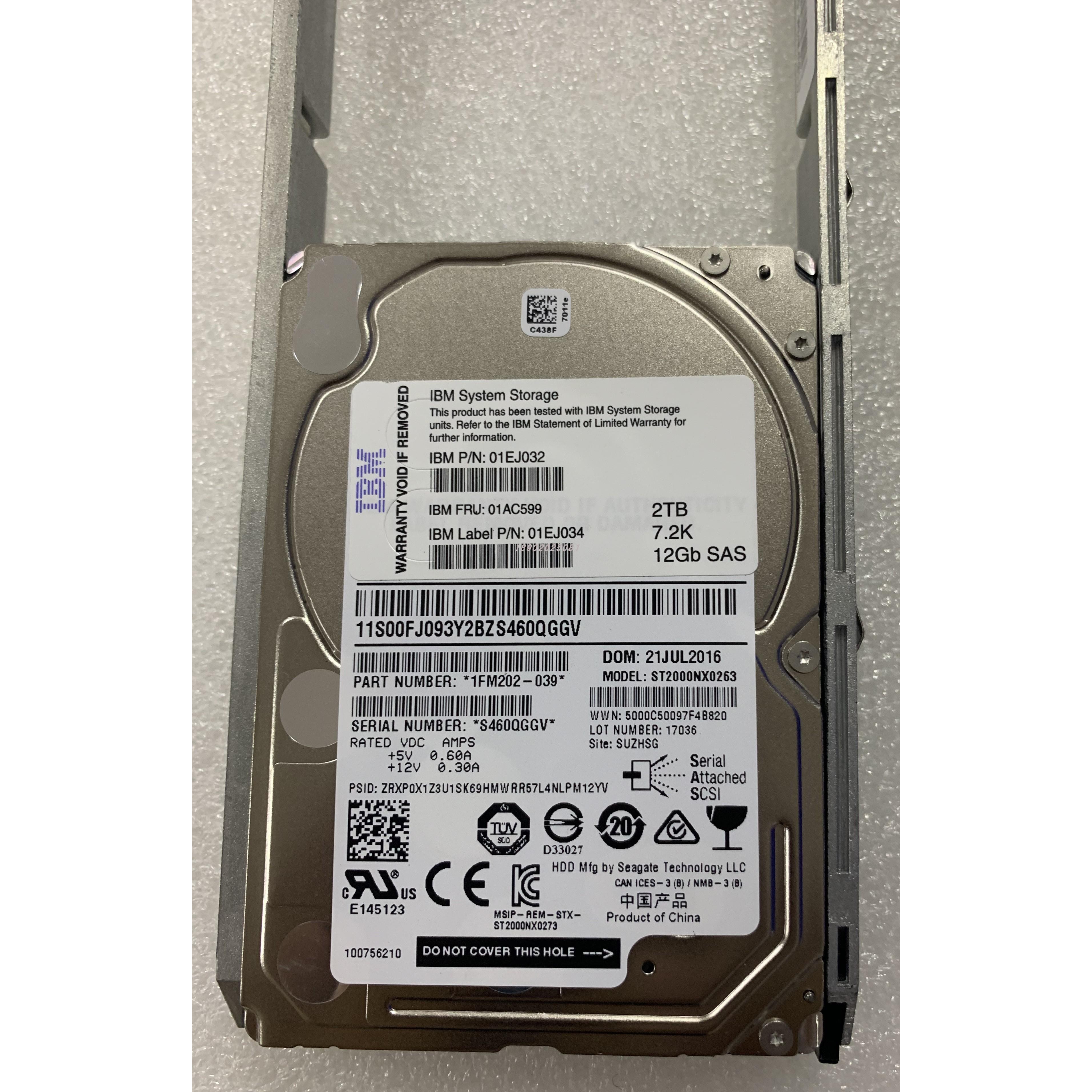 IBM 01EJ032 01AC599 01EJ034 2T 2TB SAS 2.5寸 V5000 Gen2 硬盘