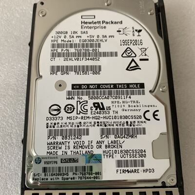 HP J9F44A 787644-001 300G 10K 2.5 12G SAS MSA 存储硬盘