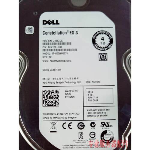 DELL ST4000NM0033 4T SATA 3.5硬盘 带托架 ES企业级 THGNN