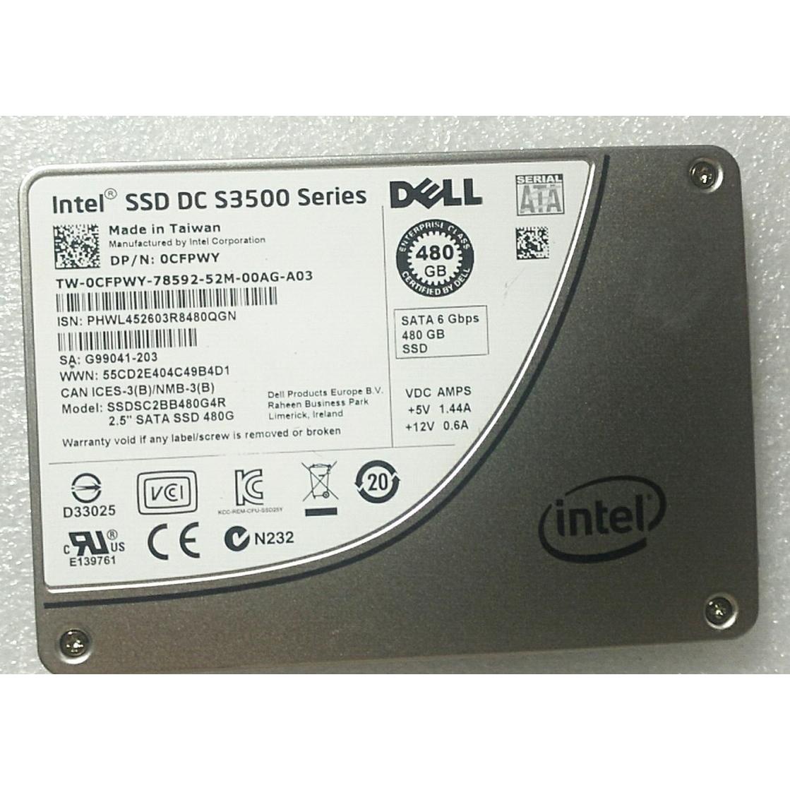 DELL CFPWY 480G SSD S3500 2.5 6G SATA固态硬盘 SSDSC2BB480G4R