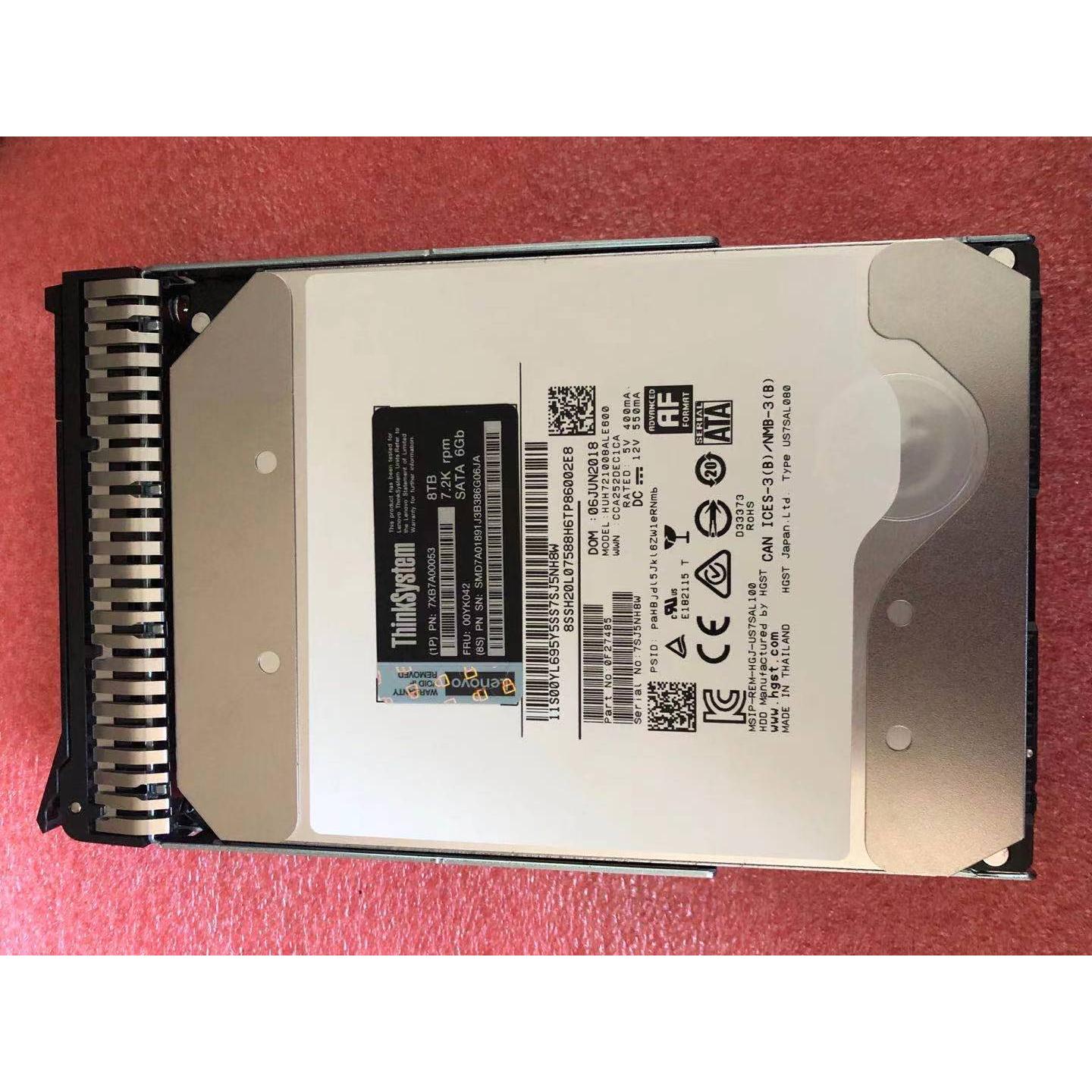 联想7XB7A00053 00YK042 8T 8TB SATA SR450 SR550 SR650硬盘