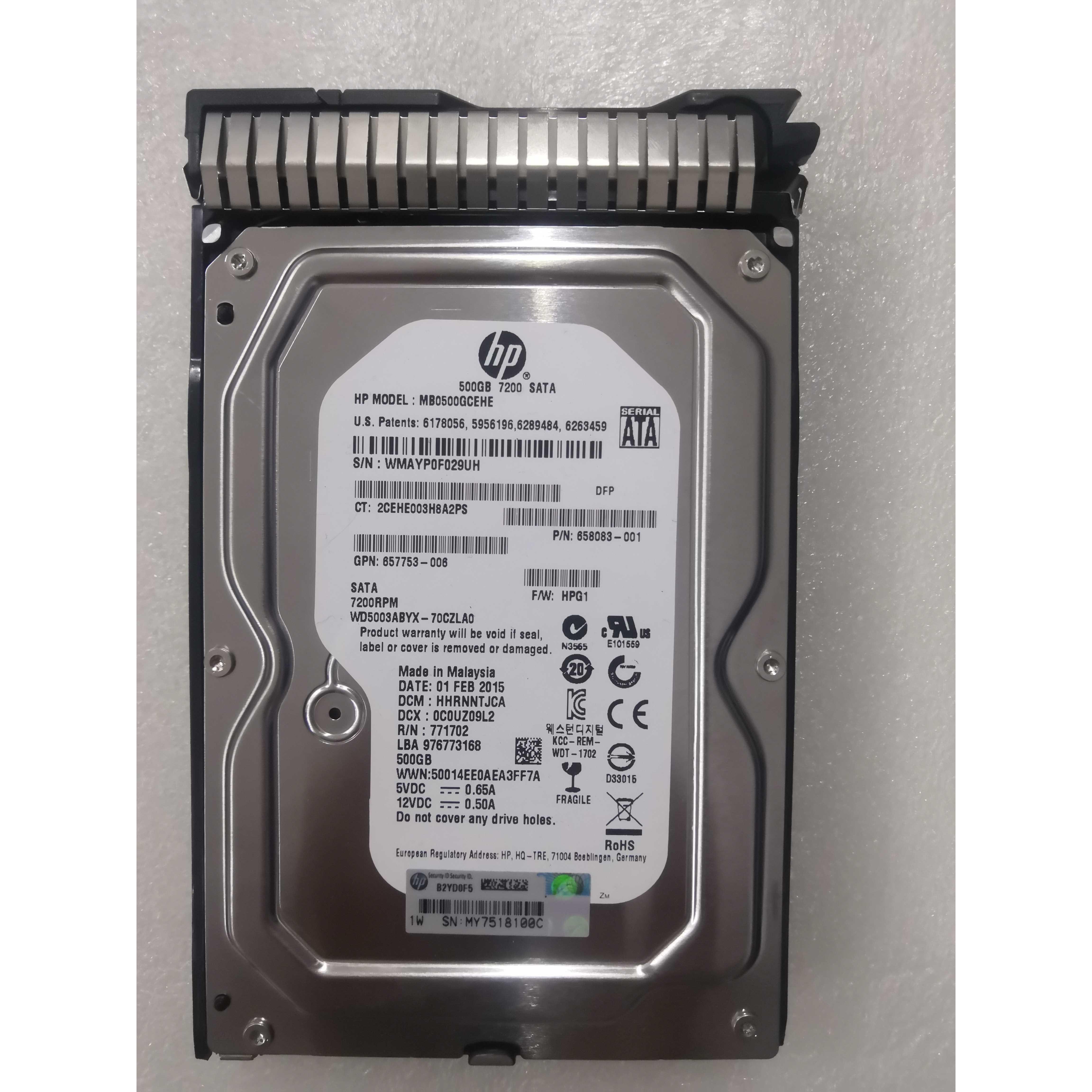 HP 658103-001 658083-001 500GB SATA WD5003ABYX G8硬盘