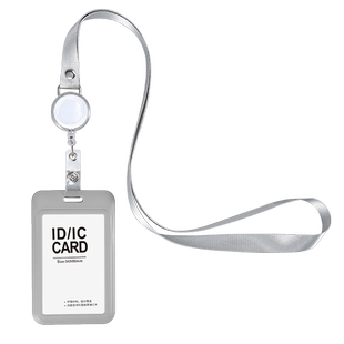 秋雨伸缩易拉扣滑盖式胸牌工作证学生校卡保护套多功能拉伸推合卡套员工证件胸牌定制工牌吊牌定做易拉扣挂绳